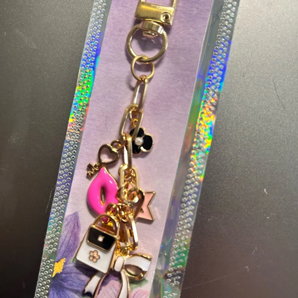 Chic‎ Gold and Pink Charm Keychain